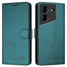 For Tecno Pova 5 4G Smile Embossing RFID Leather Phone Case(Peacock Green) - 3