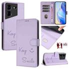 For Tecno Pova 5 4G Smile Embossing RFID Leather Phone Case(Light Purple) - 1