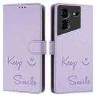 For Tecno Pova 5 4G Smile Embossing RFID Leather Phone Case(Light Purple) - 3