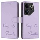 For Tecno Camon 20 Premier 5G Smile Embossing RFID Leather Phone Case(Light Purple) - 3