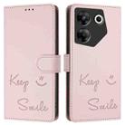 For Tecno Camon 20 Pro 5G Smile Embossing RFID Leather Phone Case(Pink) - 3