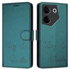 For Tecno Camon 20 / 20 Pro 4G Smile Embossing RFID Leather Phone Case(Peacock Green) - 3