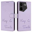 For Tecno Camon 20 / 20 Pro 4G Smile Embossing RFID Leather Phone Case(Light Purple) - 3