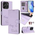 For Tecno Spark Go 2023 Smile Embossing RFID Leather Phone Case(Light Purple) - 1