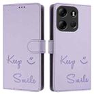 For Tecno Spark Go 2023 Smile Embossing RFID Leather Phone Case(Light Purple) - 3