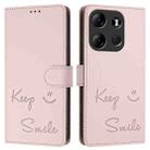 For Tecno Pop 7 / Pop 7 Pro Smile Embossing RFID Leather Phone Case(Pink) - 3