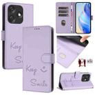 For Tecno Spark 10C Smile Embossing RFID Leather Phone Case(Light Purple) - 1