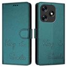 For Tecno Spark 10 4G Smile Embossing RFID Leather Phone Case(Peacock Green) - 3