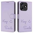 For Tecno Spark 10 4G Smile Embossing RFID Leather Phone Case(Light Purple) - 3