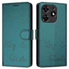 For Tecno Spark 10 Pro Smile Embossing RFID Leather Phone Case(Peacock Green) - 3