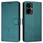 For Tecno Camon 19 Pro 5G Smile Embossing RFID Leather Phone Case(Peacock Green) - 3