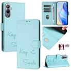 For Tecno Pova 4 Pro Smile Embossing RFID Leather Phone Case(Mint Green) - 1