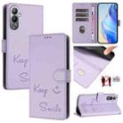 For Tecno Pova 4 Pro Smile Embossing RFID Leather Phone Case(Light Purple) - 1