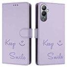 For Tecno Pova 4 Pro Smile Embossing RFID Leather Phone Case(Light Purple) - 3