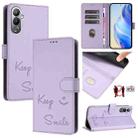 For Tecno Pova 4 Smile Embossing RFID Leather Phone Case(Light Purple) - 1