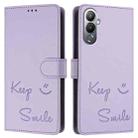 For Tecno Pova 4 Smile Embossing RFID Leather Phone Case(Light Purple) - 3