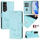 For Tecno Pova Neo 2 Smile Embossing RFID Leather Phone Case(Mint Green) - 1