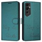 For Tecno Pova Neo 2 Smile Embossing RFID Leather Phone Case(Peacock Green) - 3