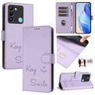 For Tecno Spark 9 Smile Embossing RFID Leather Phone Case(Light Purple) - 1