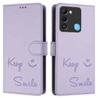 For Tecno Spark 9 Smile Embossing RFID Leather Phone Case(Light Purple) - 3