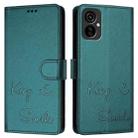 For Tecno Spark 9 Pro / Spark 9T Smile Embossing RFID Leather Phone Case(Peacock Green) - 3