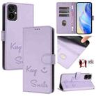 For Tecno Spark 9 Pro / Spark 9T Smile Embossing RFID Leather Phone Case(Light Purple) - 1