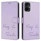 For Tecno Camon 19 Neo Smile Embossing RFID Leather Phone Case(Light Purple) - 3