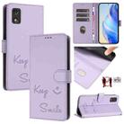 For Tecno Pop 5c Smile Embossing RFID Leather Phone Case(Light Purple) - 1