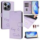 For Tecno Spark 20 Pro 5G Smile Embossing RFID Leather Phone Case(Light Purple) - 1