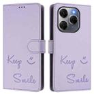 For Tecno Spark 20 Pro 5G Smile Embossing RFID Leather Phone Case(Light Purple) - 3