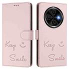 For Tecno Spark 30C Smile Embossing RFID Leather Phone Case(Pink) - 3