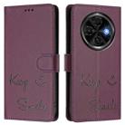 For Tecno Spark 30C Smile Embossing RFID Leather Phone Case(Violet) - 3