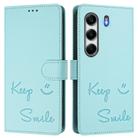 For Tecno Camon 40 4G Smile Embossing RFID Leather Phone Case(Mint Green) - 2