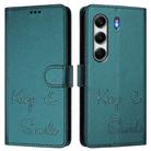 For Tecno Camon 40 4G Smile Embossing RFID Leather Phone Case(Peacock Green) - 2