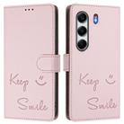 For Tecno Camon 40 Pro 4G Smile Embossing RFID Leather Phone Case(Pink) - 2