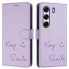 For Tecno Camon 40 Pro 4G Smile Embossing RFID Leather Phone Case(Light Purple) - 2