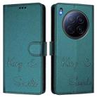 For Tecno Camon 40 Premier Smile Embossing RFID Leather Phone Case(Peacock Green) - 2