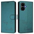 For Tecno Pop 10 / Infinix Smart 10 4G Smile Embossing RFID Leather Phone Case(Peacock Green) - 2