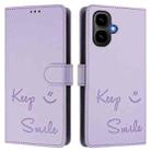 For Tecno Pop 10 / Infinix Smart 10 4G Smile Embossing RFID Leather Phone Case(Light Purple) - 2