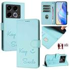 For Infinix Note 40 5G Smile Embossing RFID Leather Phone Case(Mint Green) - 1