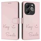 For Infinix Smart 8 Plus / Smart 8 Pro Smile Embossing RFID Leather Phone Case(Pink) - 3