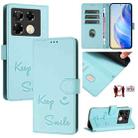 For Infinix Note 40 Pro 5G X6851 Smile Embossing RFID Leather Phone Case(Mint Green) - 1