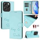 For Infinix Hot 40 / Hot 40 Pro Smile Embossing RFID Leather Phone Case(Mint Green) - 1