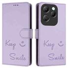 For Infinix Hot 40 / Hot 40 Pro Smile Embossing RFID Leather Phone Case(Light Purple) - 3