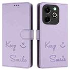 For Infinix Hot 40i Smile Embossing RFID Leather Phone Case(Light Purple) - 3