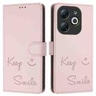 For Infinix Smart 8 Smile Embossing RFID Leather Phone Case(Pink) - 3