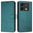 For Infinix Zero 30 5G Smile Embossing RFID Leather Phone Case(Peacock Green) - 3