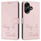 For Infinix Hot 30i Smile Embossing RFID Leather Phone Case(Pink) - 3