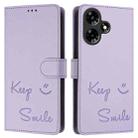 For Infinix Hot 30i Smile Embossing RFID Leather Phone Case(Light Purple) - 3