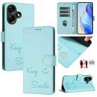 For Infinix Hot 30 4G Smile Embossing RFID Leather Phone Case(Mint Green) - 1